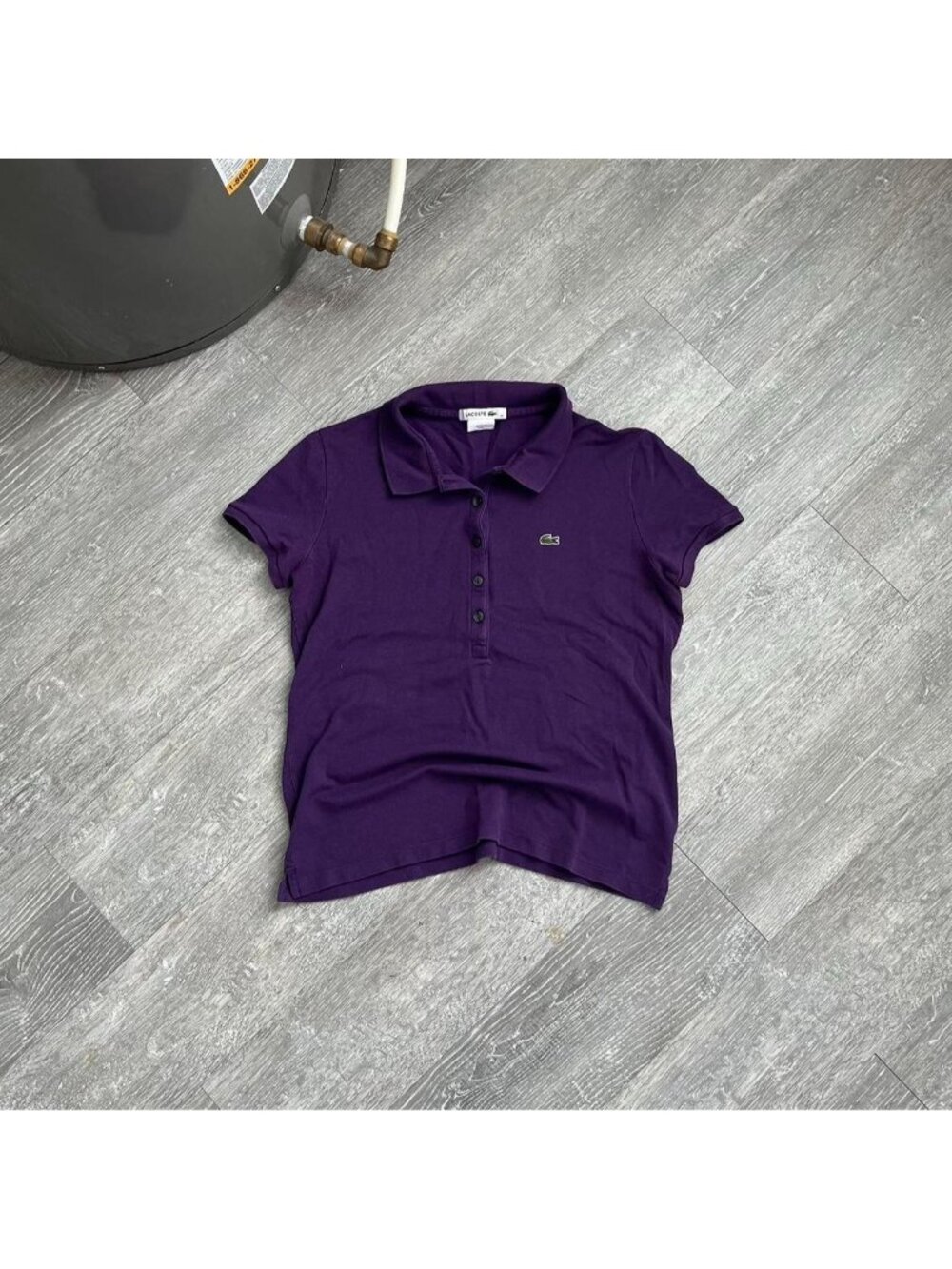 Purple Lacoste Preppy Embroidered Logo Short-Sleeve Polo Shirt